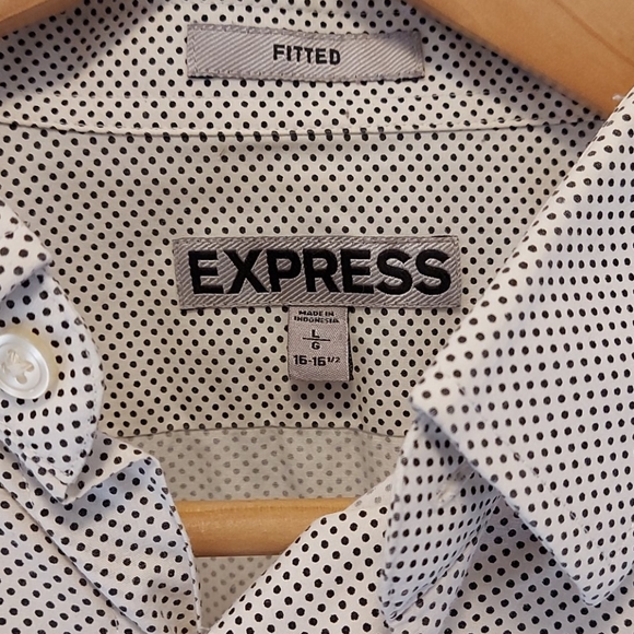 Express Blue and White Polka Dot Dress Shirt - Picture 2 of 3
